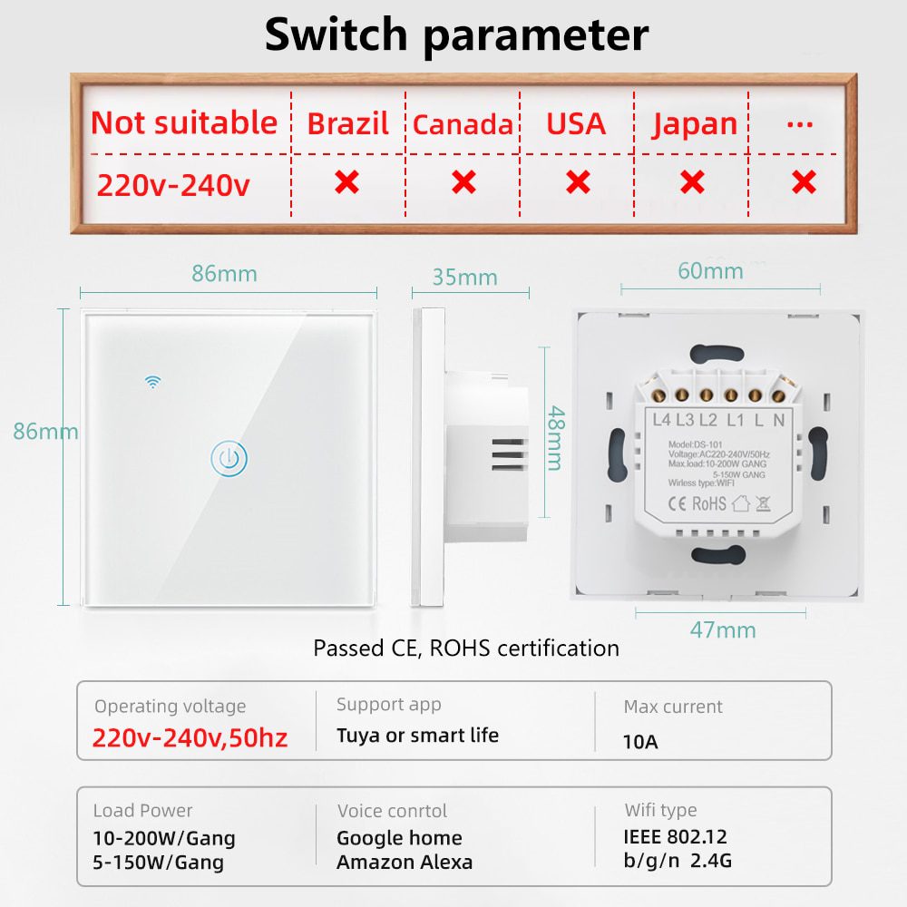 WiFi Smart Wall Light Switch WiFi Smart Wall Light Switch